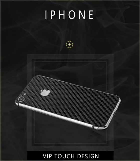 iPhone platina cu insertie fibra carbon - VIP TOUCH Design Romania
